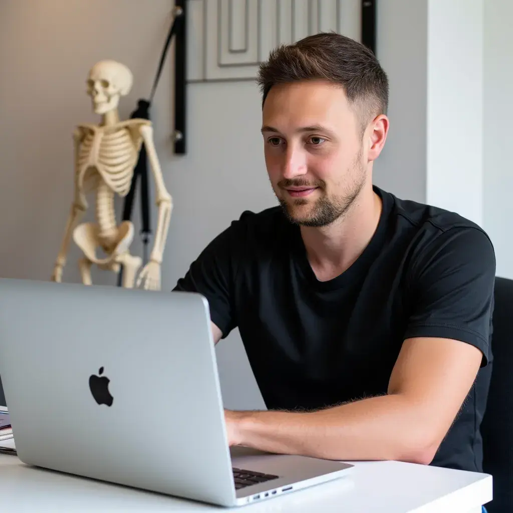 Professional physiotherapist conducting remote consultation